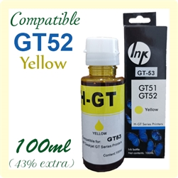 GT52 Yellow (Compatible), Deskjet GT 5810, 5820 AIO, Ink Tank 310 series, 410 series, Smart Tank 350 series, 450 series, 510 series, 550 series, 610 series, 720 series