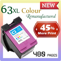 63XL, Tri-Colour (Remanufactured), Deskjet 1110, 1112, 1115, 2130, 2131, 2132, 2135, 3630, 3632, 4520, ENVY 4520, OfficeJet 3830, 4650, 5220, 5230