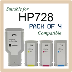 728 Pack of 4 (F9J68A, Compatible),DesignJet T730 36-in,DesignJet T830 36-in Printer