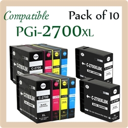 PGI-2700XL, Pack of 10 (Compatible), Canon Maxify iB4070, iB4170, MB5070, MB5170, â€‹MB5370, MB5470