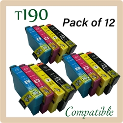 T190, Pack of 12 (Compatible), Epson Expression ME301, WorkForce WF-2528, WF-2538, WF-2548