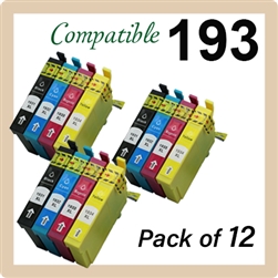 T193, Pack of 12 (Compatible), Epson WorkForce WF-2631, WF-2651, WF-2661