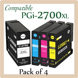 PGI-2700XL, Pack of 4 (Compatible), Canon Maxify iB4070, iB4170, MB5070, MB5170, â€‹MB5370, MB5470