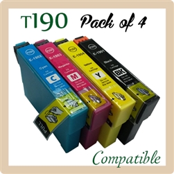 T190, Pack of 4 (Compatible), Epson Expression ME301, WorkForce WF-2528, WF-2538, WF-2548