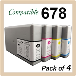 Epson T678 Pack of 4 (Compatible)C13T678190, C13T678290, C13T678390, C13T678490, WorkForce Pro WF-4011, WF-4091, WF-4511, WF-4521