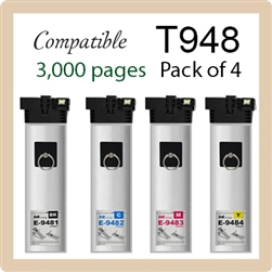 Epson T948 Pack of 4 (Compatible), C13T948100, C13T948200, C13T948300, C13T948400, C13T671600, WorkForce Pro WF-C5290, WF-C5790