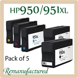 950XL/951XL Pack of 5 (Compatible), OfficeJet Pro 251dw, 276dw, 8100, 8600, 8600 Plus, 8600 Premium, 8610, 8620, 8630