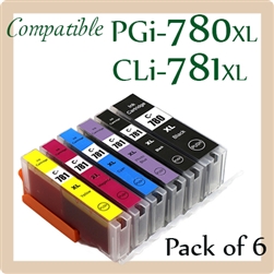 PGi780, CLi781. Pack of 6 (Compatible) , Canon TS8170, TS8270, â€‹TS8370, TS9170