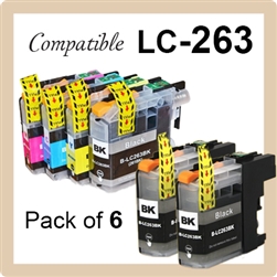 LC263, Pack of 6 (Compatible), Brother, DCPJ562dw, MFCJ480dw, MFCJ680dw, MFCJ880dw