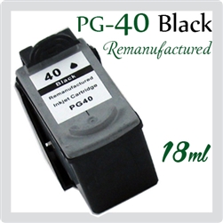 PG-40, Black Ink (Compatible), Canon iP1200, iP1300, iP1600, iP1700, iP1880, iP1980, iP2200, iP2580, iP2680, MP145, MP150, MP160, MP170, MP180, MP198, MP228, MP450, MP460, MP476, MX308, MX318