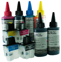 Refillable. Compatible Brother LC47 Series. 4 bottles of 100ml ink.