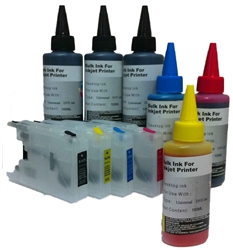 Refillable. Compatible Brother LC73 Series. 4 bottles of 100ml ink.