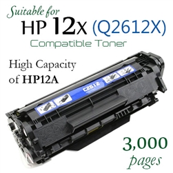 HP12X (Q2612X, Compatible), LaserJet 1010, 1012, 1015, 1018, 1020, 1020plus, 1022nw, 1022nxi, 3015, 3020, 3030, 3050, 3050z, 3052, 3055, M1005, M1319f