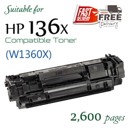 HP136X (W1360X, Compatible), LaserJet M209dwe, M209dw, M211d, M211dw, M233dw, M233sdn, M233sdw, M234dwe, M234dw, M234sdne, M234sdn, M234sdwe, M234sdw, M236d, M236dw, M236sdn, M236sdw