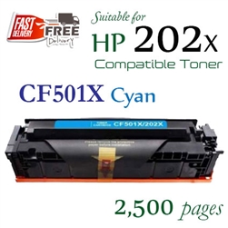 HP202X Cyan (CF501X, Compatible), Colour LaserJet Pro M254dn, M254dw, M254nw, MFP M280nw, M281cdw, M281fdn