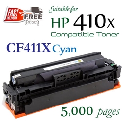 HP410X Cyan (CF411X, Compatible), LaserJet Pro M452dn, M452dw, M452nw, M377dw, M477fdw, M477fnw