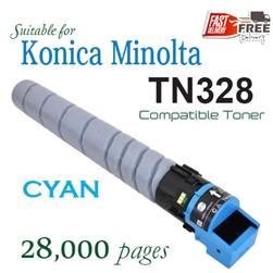 TN328 Cyan (Compatible), AAV8490, Konica Minolta Bizhub  C250i, C300i, C360i