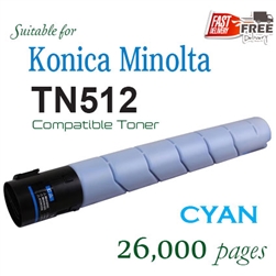 TN512 Cyan (Compatible), A33K492, Konica Minolta Bizhub C454, C454e â€‹C554, C554e