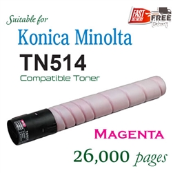 TN514 Magenta (Compatible), A9E8390, Konica Minolta Bizhub C458, C558, C658