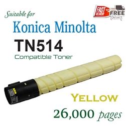 TN514 Yellow (Compatible), A9E8490, Konica Minolta Bizhub C458, C558, C658