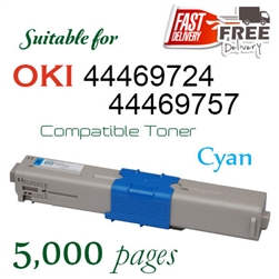 OKI 44469724 Cyan (Compatible Toner), C310dn, C312dn, C330, C331dn, C510dn, C511dn, C530, C531dn, MC351, MC352, MC361, MC362dn, MC561, MC562dn