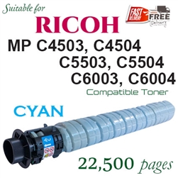 Ricoh 841868 Cyan (Compatible), Ricoh Aficio MPC4503, MPC4504, MPC5503, MPC5504, MPC6003, MPC6004