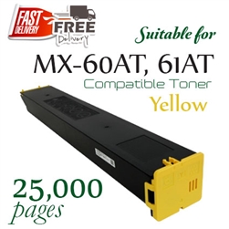 MX-61AT,60AT Yellow (Compatible),  Sharp MX-2630N, MX-3050N, MX-3060N, MX-3070N, MX-3550N, MX-3560N, MX-3570N, MX-4050N, MX-4060N, MX-4070N, MX-5050N, MX-5070N, MX-6050N, MX-6070N