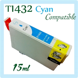 Epson T1432 Cyan (C13T143290, Compatible), Epson ME 32, 320, 330, 340, ME OFFICE 82WD, 535, 560W, 620F, 900WD, 960FWD, WorkForce WF-3011, WF-3521, WF-7011, WF-7018, WF-7511, WF-7521