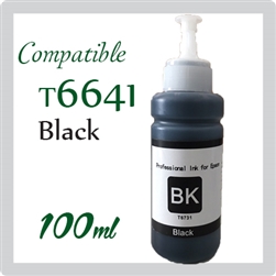 Epson T6641 Black (C13T664100, Compatible Ink), L-Series L100, L110, L120, L200, L210, L220, L300, L310, L350, L355, L360, L365, L380, L385, L455, L485, L550, L555, L565, L605, L655, L1300, L1455